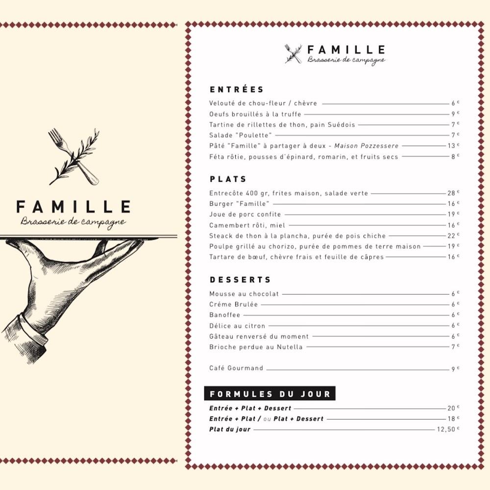 Brasserie Famille - Menu Image 1